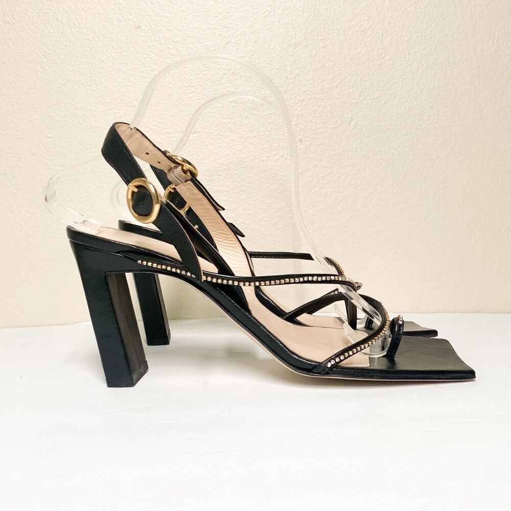 Wandler Elza Slingback Heels 40 US 10 Sandals Toe Ring Square Toe Jewels Crystal